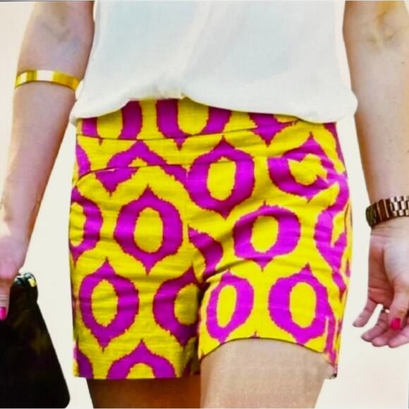 Anthropologie 'Cartonnier' Tailored Remy Shorts Hot Pink Yellow Green sz 4 - Picture 3 of 16